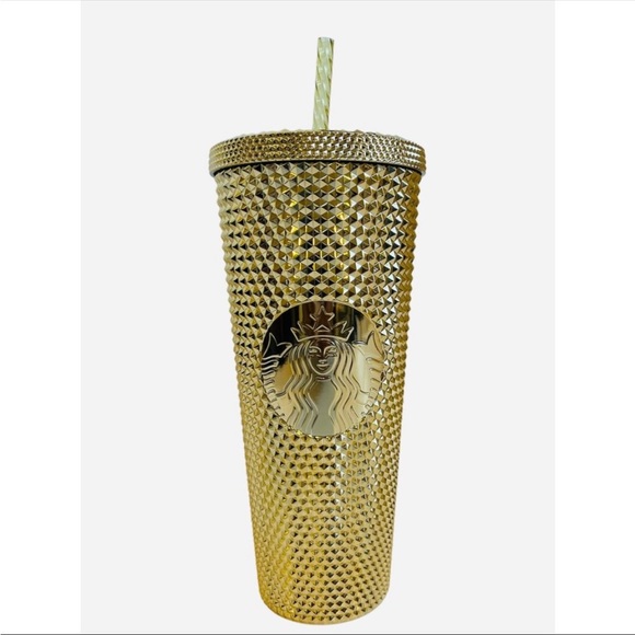 2022 NEW Starbucks Holiday Christmas GOLD Bling Studded Tumbler Venti 24oz FREE - Picture 1 of 5